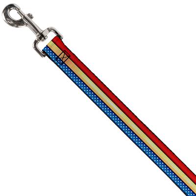 Dog Leash - Wonder Woman Stripe/Stars Red/Gold/Blue/White