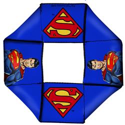 Dog Toy Squeaky Octagon Flyer - Superman Pose Shield Icon Blue