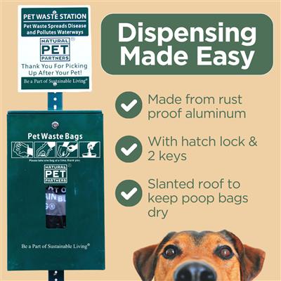 The Original Poop Bags® Commercial Dog Waste Station Kit – Outdoor Pet Waste Header Bag Dispenser with 800-Bag Capacity