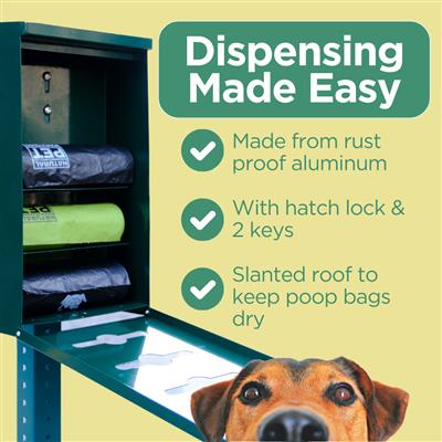 The Original Poop Bags® Commercial Dog Waste Station Kit – Outdoor Bulk Roll Poop Bag Dispenser with 800-Bag Capacity