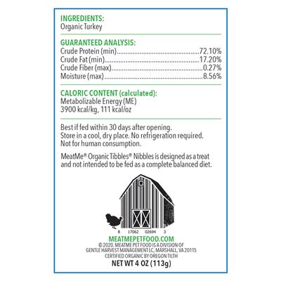 Organic Tibbles — Turkey Nibbles for Dogs & Cats, 4 oz. Bag