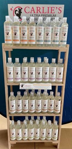 60 Piece Wooden Carlies Shampoo Display Rack With Header