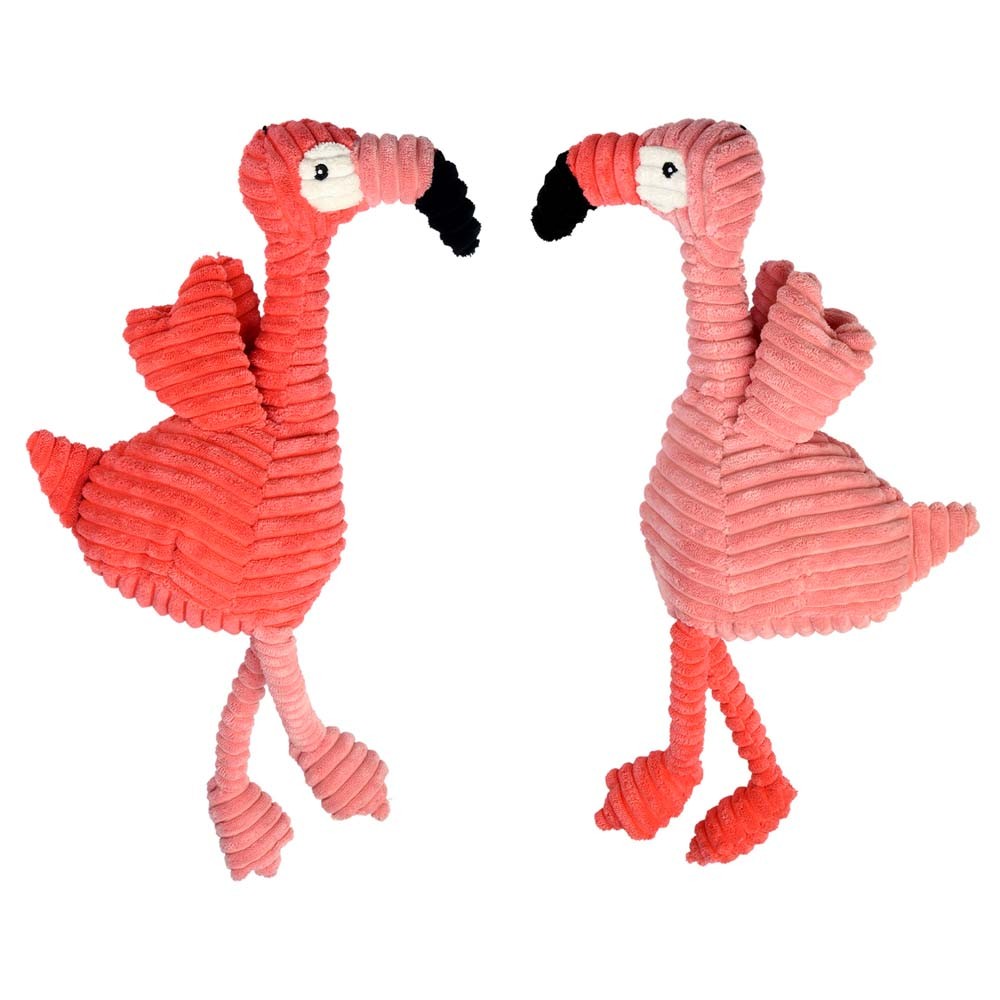 Multipet Pet Envy Corduroy Flamingos Dog Toy Assorted 17 In