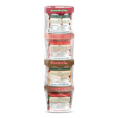 Holiday Gift Pack 4 Christmas Inspired Flavors- Ice Cream Mix for Dogs