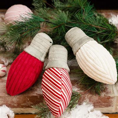 Peppermint Collection Plush Light Bulb Toys (3 pack)