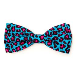 Leopard Teal/Pink Bow Tie