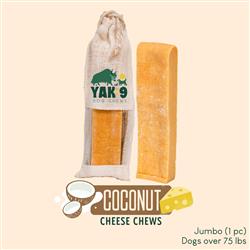 Yak9 Chews Coconut Cheese Chews - Jumbo 8 oz (Individually Bagged)