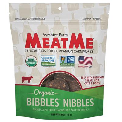 Organic Bibbles — Beef with Pumpkin Nibbles for Dogs & Cats, 4 oz. Bag
