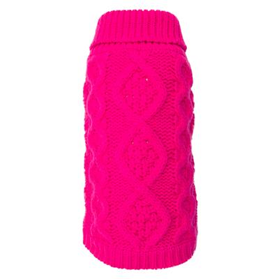 Pink Chunky Knit Turtleneck Sweater