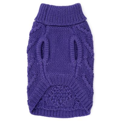 Purple Chunky Knit Turtleneck Sweater