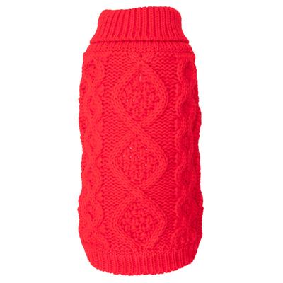 Red Chunky Knit Turtleneck Sweater