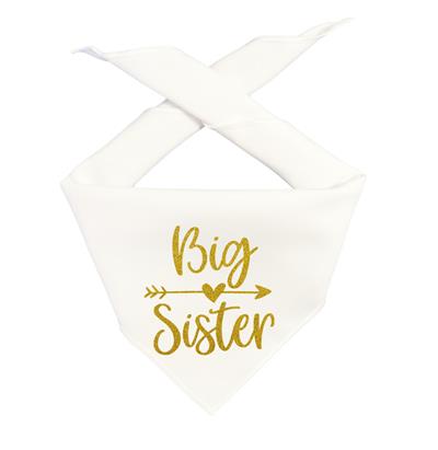Big Sister White Dog Bandana  |  Pregnancy, Birth, Adoption, New Puppy, Baby Announcement