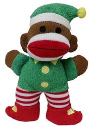 Twinkle Elf Holiday Baby Sock Monkey Dog Toy