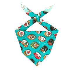 Sushi Dog Bandana | Food Dog Tie Bandana | Design is facing upwards