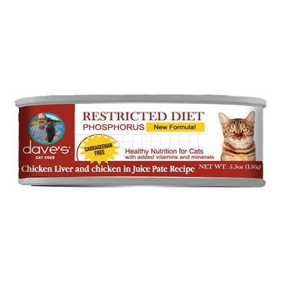 Daves Pet Cat Restricted Diet Grain Free Phosphorus Chicken 5.5Oz.  (Case Of 24)