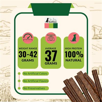 All-Natural Beef Sausage Dog Treats - 6" Chews (25/Bag)