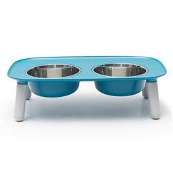 Messy Mutts Dog Double Feeder Elevated Blue