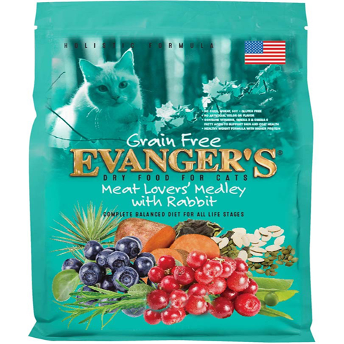 Evangers GrainFree Meat Lovers Medley With Rabbit Dry Cat Food 4.4Lbs