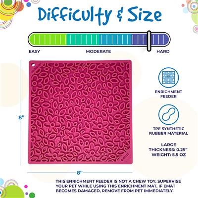 Flower Power Design Emat Enrichment Licking Mat -Pink