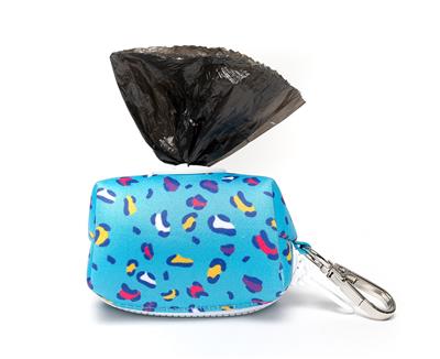 TEAL ANIMAL PRINT - Leash Bag Holder