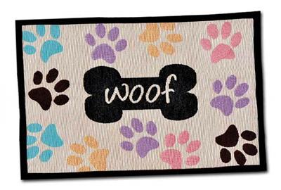 Loving Pets Bella Fashion Mat for Dogs, Woof with Multi Paws
