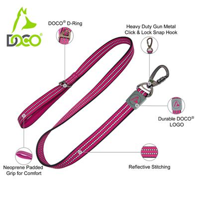 DOCO® VARIO  Leash Reflective w/ Click and Lock Snap - 6ft