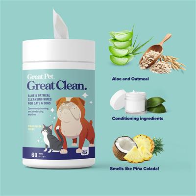 Great Pet® Great Clean Aloe and Oatmeal Cleansing Pet Wipes