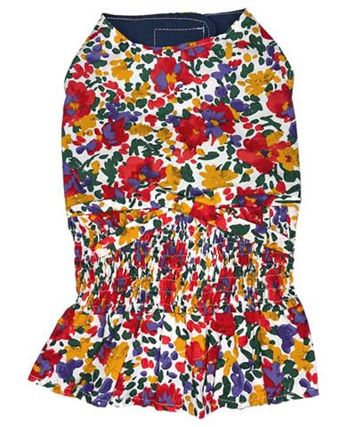 Ruched Floral Artsy Dog Dress