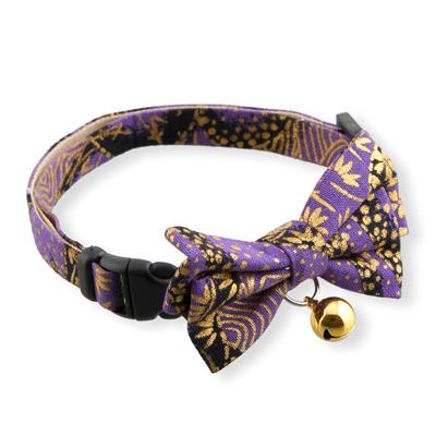 Gilded Gold Bow Tie Cat Collar（Purple)