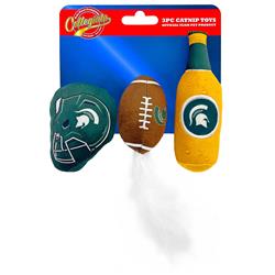 Michigan State 3 pc Cat Nip Toy Set