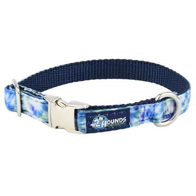 Navy Tie-Dye Swiss Velvet Essential Collars with Optional Leash