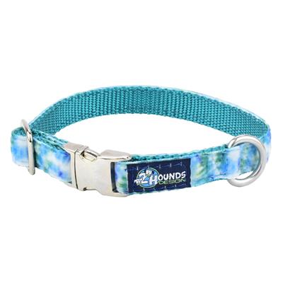 Teal Tie-Dye Swiss Velvet Essential Collars with Optional Leash