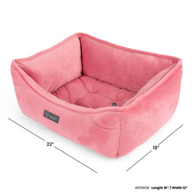Nandog Signature Micro-Plush Reversible Dog Bed in Pink - Small 22X18 in