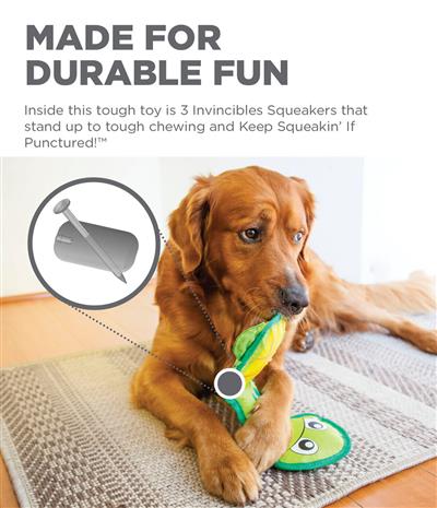 Outward Hound Fire Biterz Sea Turtle Durable Fire Hose Dog Toy Green Medium