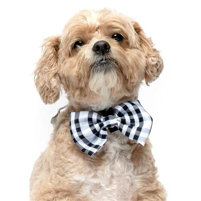 BLACK AND WHITE GINGHAM PLAID - Velcro Bow Tie