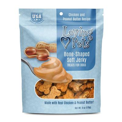 Loving Pets Bone-Shapped Soft Jerky Dog Treat Chicken & Peanut Butter 1ea/6 oz