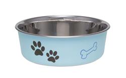 Loving Pets Classic Dog Bowl Paw Print & Bone Murano 1ea/Medium