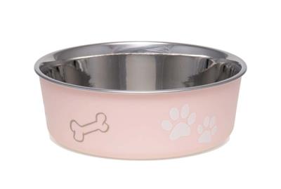 Loving Pets Classic Dog Bowl Paw Print & Bone Paparazzi Pink 1ea/Medium