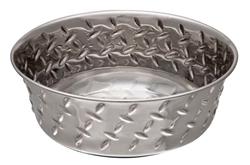 Loving Pets Diamond Plate Bowls with Non Skid Bottom Dog Dish Bowl Silver 1 pt