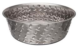Loving Pets Diamond Plate Bowls with Non Skid Bottom Dog Dish Bowl Silver 1ea/1 qt