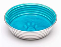 Loving Pets Dog Bowl Paw Print Seine Blue 1ea/Medium