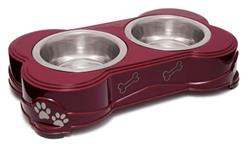 Loving Pets Double Diner Dog Bowl Merlot 1ea/Small