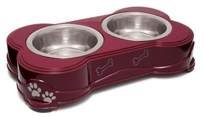 Loving Pets Double Diner Dog Bowl Merlot 1ea/Small