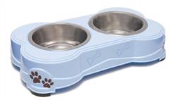 Loving Pets Double Diner Dog Bowl Murano Blue 1ea/Small