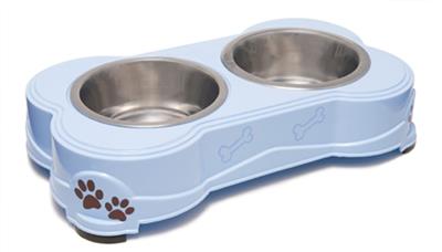 Loving Pets Double Diner Dog Bowl Murano Blue 1ea/Small