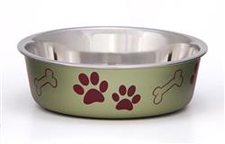 Loving Pets Metallic Dog Bowl Paw Print & Bone Artichoke 1ea/Large