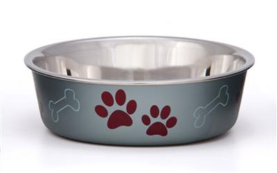 Loving Pets Metallic Dog Bowl Paw Print & Bone Blueberry 1ea/Extra-Large