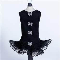 Houndstooth Dog Dress: Black