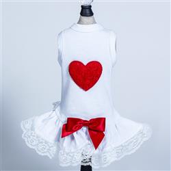 Lacey Puff Heart Dress: Red