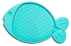 Loving Pets Spill-Proof Fish Shaped Cat Mat Aqua Green 1ea